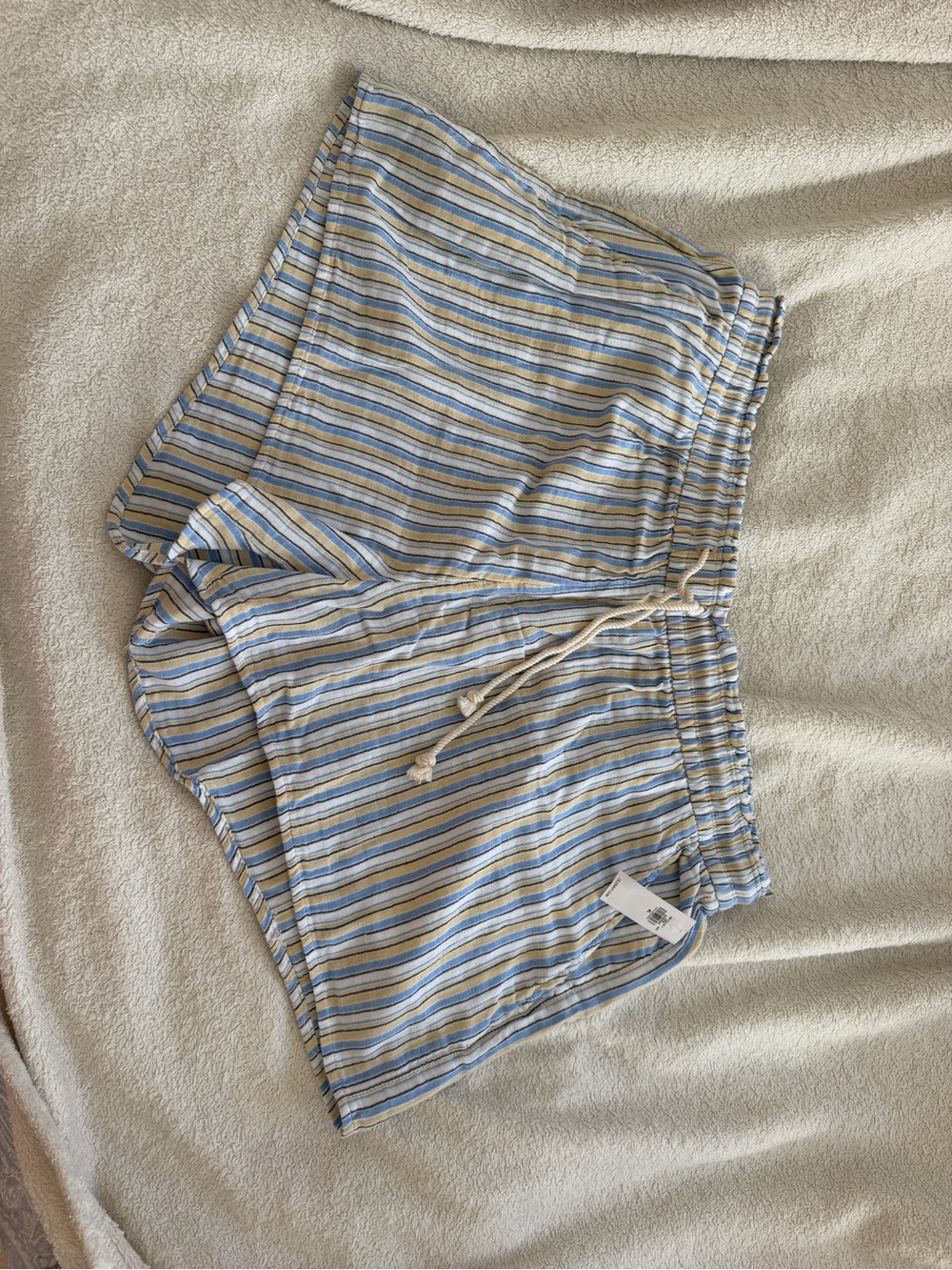 Old Navy Light Blue, White & Beige Striped Drawstring Shorts
